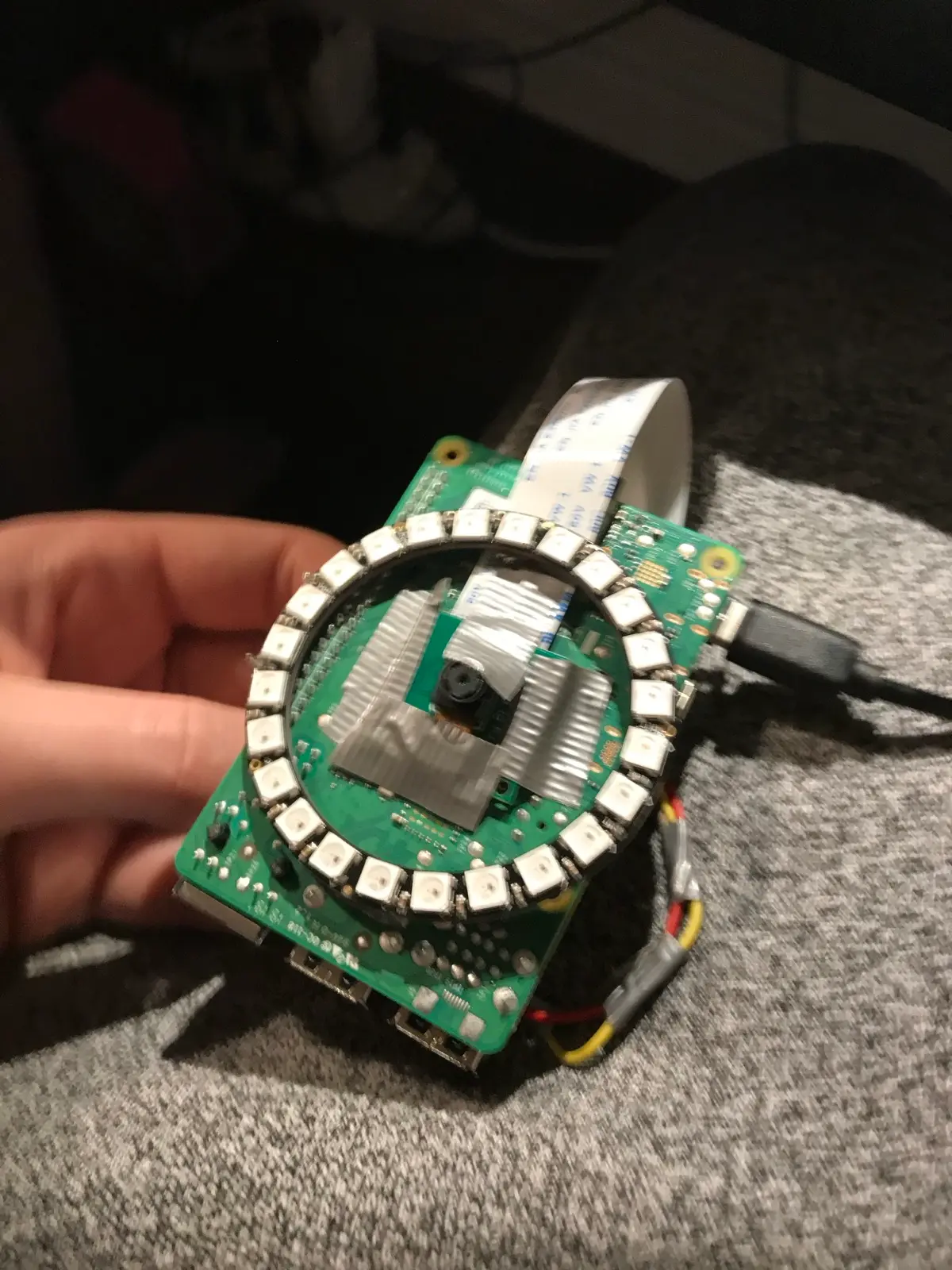NeoPixel ring mounted around the Pi camera