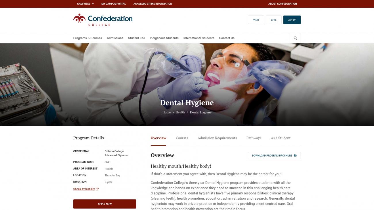Confederation College program page