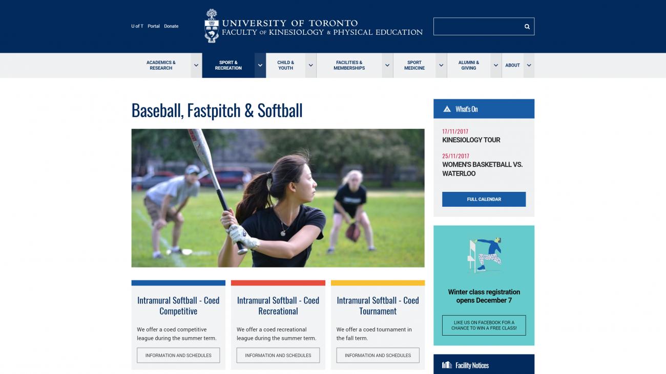 Bachelor of Kinesiology page